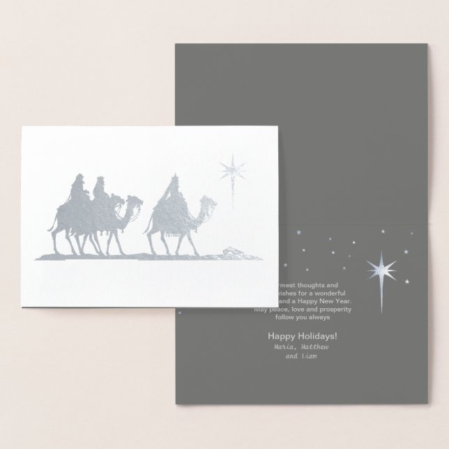 Three Wise Men Silhouette Silver ID424 Foil Card (Display)