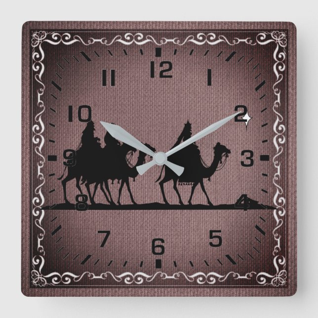 Three Wise Men Square Wall Clock (Front)