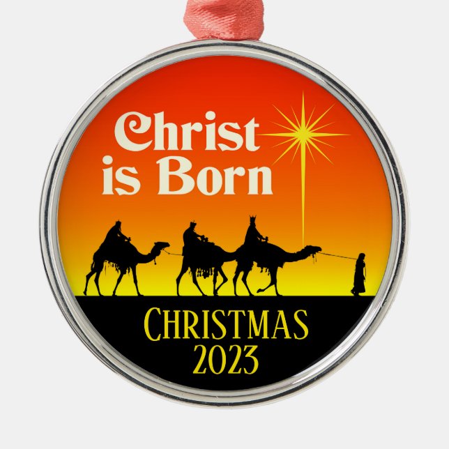 Three Wise Men Star of Bethlehem Christmas Metal Tree Decoration (Front)