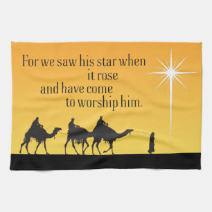 Three Wise Men Star of Bethlehem Christmas Tea Towel