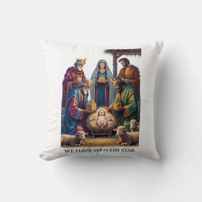 Three Wise Men T-Shirt, Adoration Epiphany Art Cushion (Front)