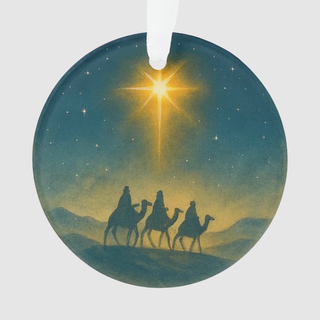 Three Wise Men Under Bethlehem Star Ornament (Front)