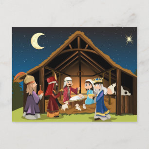 Three wise men visit Jesus Postcard
