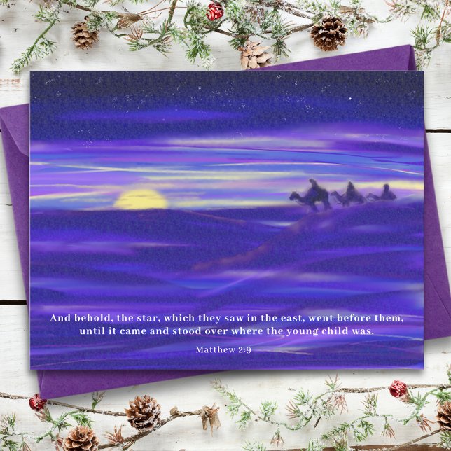Three Wise Men watercolor Personalised Holiday Postcard (Three wise men painting with bible quote budget greeting postcard)