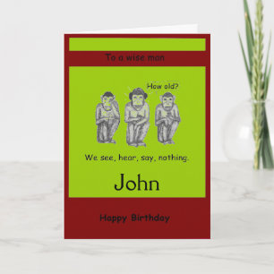 Three Wise, Modern, Monkeys Birthday cards