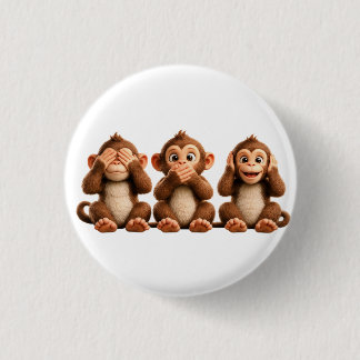 Three Wise Monkeys 3 Cm Round Badge