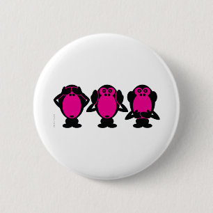 Three Wise Monkeys 6 Cm Round Badge