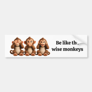 Three Wise Monkeys Bumper Sticker