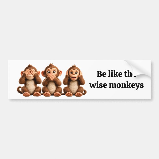 Three Wise Monkeys Bumper Sticker (Front)