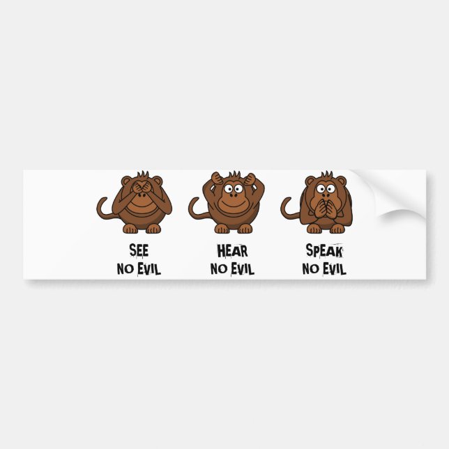 Three Wise Monkeys Bumper Sticker (Front)