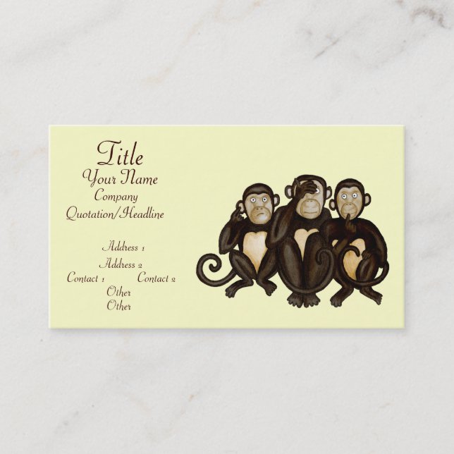 Three Wise Monkeys Business Card (Front)