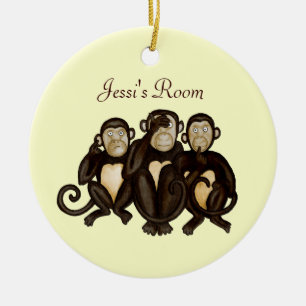 Three Wise Monkeys Ceramic Tree Decoration