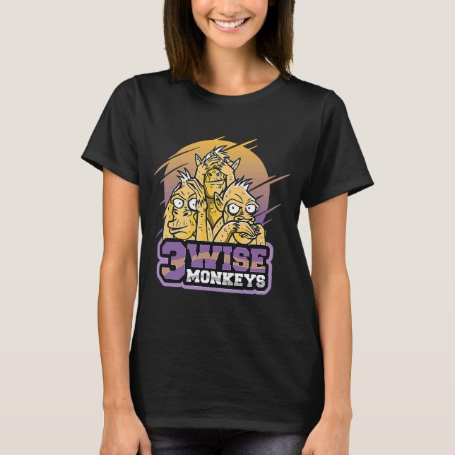 Three wise monkeys Hear nothing See nothing Say no T-Shirt (Front)
