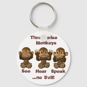 three wise monkeys key ring