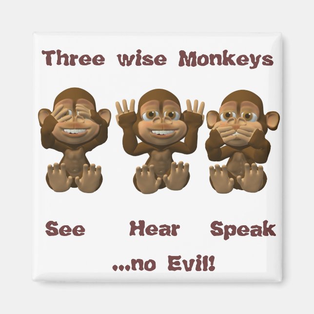 three wise monkeys magnet (Front)