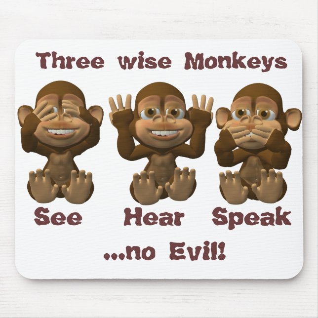 three wise monkeys mouse mat (Front)