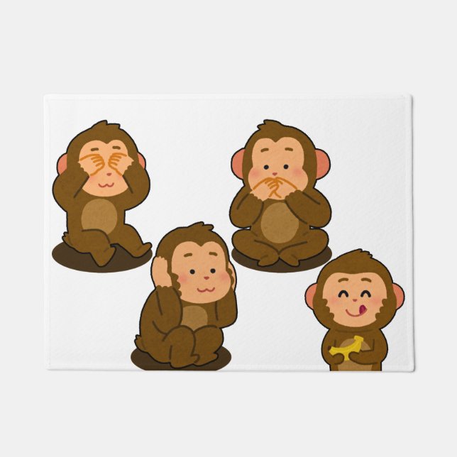 Three Wise Monkeys plus a Normal One Doormat (Front)