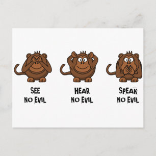Three Wise Monkeys Postcard