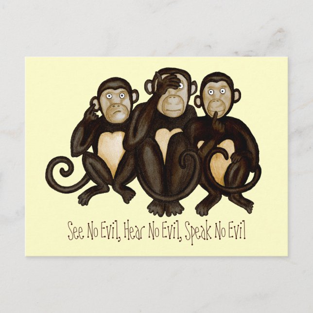 Three Wise Monkeys Postcard (Front)