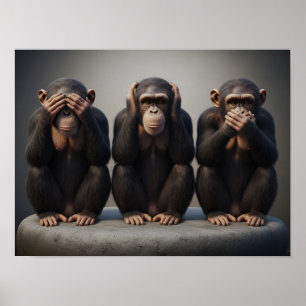 Three Wise Monkeys Poster