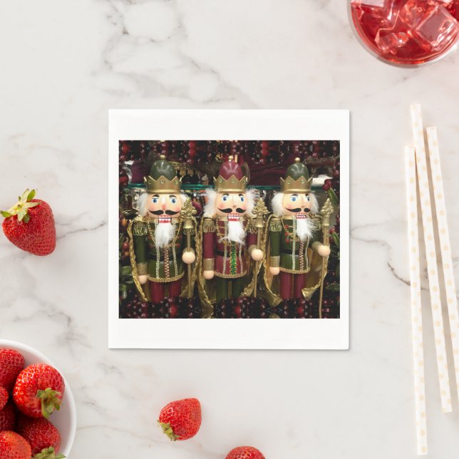 Three Wise Nutcracker Soldiers Christmas Napkin (Insitu)