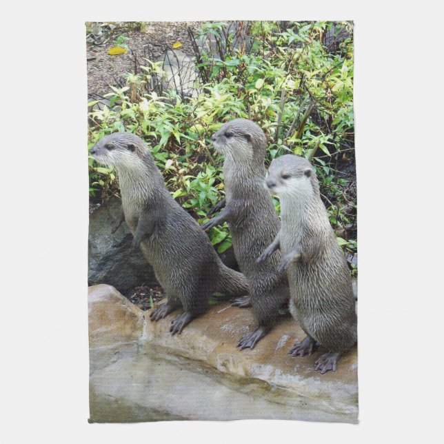 Three Wise Otters, Tea Towel (Vertical)