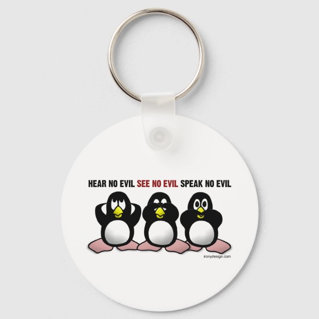 Three Wise Penguins Key Ring (Front)