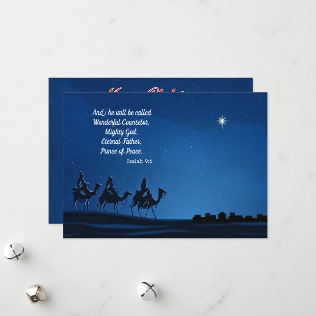 Three Wisemen approach Bethlehem - Personalize Holiday Card (Front/Back In Situ)