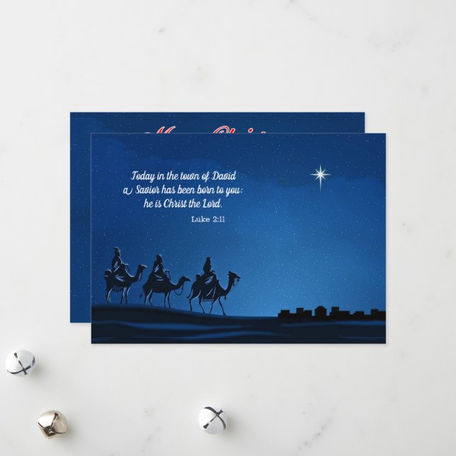 Three Wisemen approaching Bethlehem - Personalize Holiday Card (Front/Back In Situ)