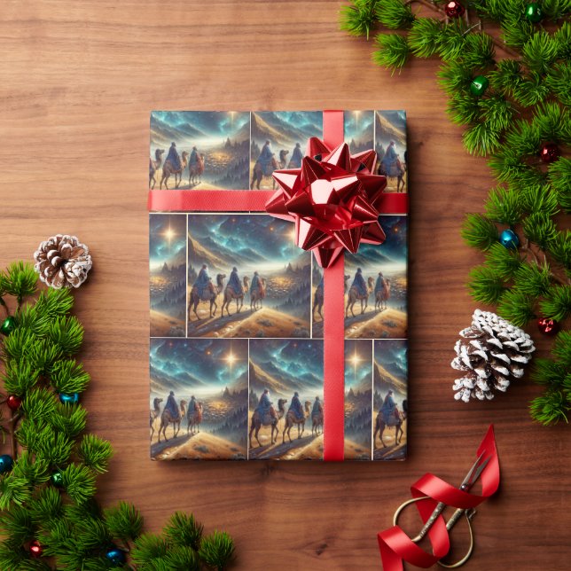 Three Wisemen Following a Star Wrapping Paper (Holiday Gift)