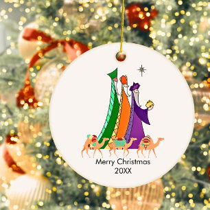 Three Wisemen Star Merry Christmas  Ceramic Tree Decoration