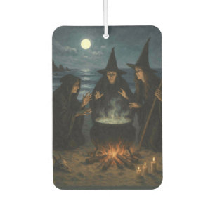 Three Witches Brew Cauldron Full Moon Beach  Car Air Freshener