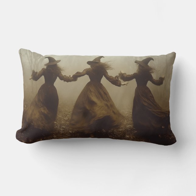 Three Witches Dancing in the Forest Lumbar Cushion (Front)