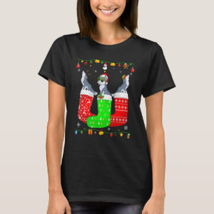 Three Wolf In Christmas Socks Matching Xmas Pajama T-Shirt