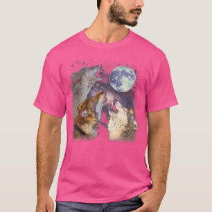 Three Wolf Starry Night With 3 Wolves Howling At T T-Shirt