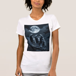 Three Wolves Howling at the Full Moon - Three Wolf T-Shirt