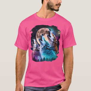 Three Wolves Howling At The Moon Wolf Lover T-Shirt