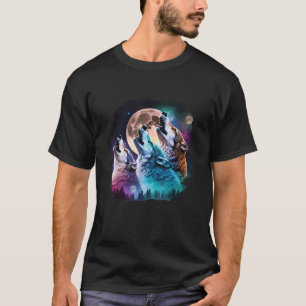 Three Wolves Howling At The Moon Wolf Lover T-Shirt