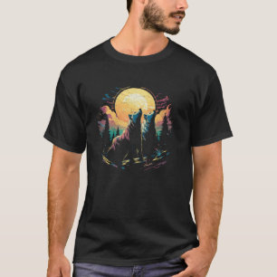 Three Wolves Howling At The Moon Women s Kawaii Wi T-Shirt