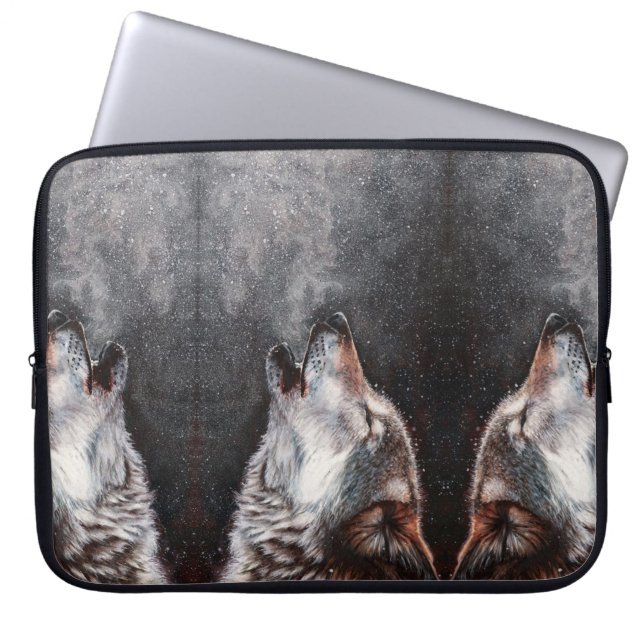 Three Wolves Howling Laptop Sleeve (Front)