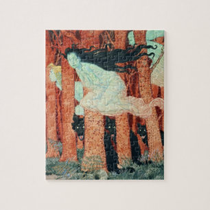 Three Women and Three Wolves (w/c) Jigsaw Puzzle