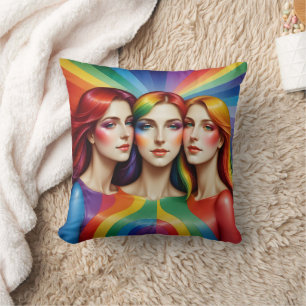 Three Women Celebrating Colourful Diversity Cushion