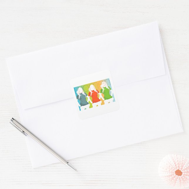 Three Women Colourful Square Sticker (Creator Uploaded)