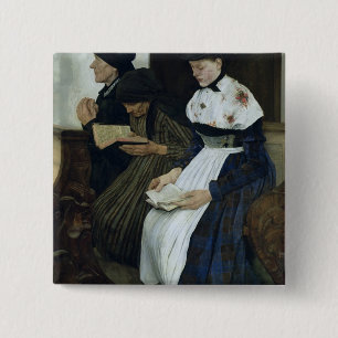 Three Women in Church, 1882 15 Cm Square Badge