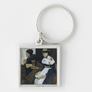 Three Women in Church, 1882 Key Ring