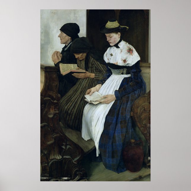 Three Women in Church, 1882 Poster (Front)