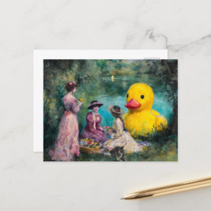 Three Women Picnic With the Giant Duck Postcard