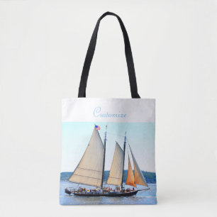 three wooden schooners sailing tote bag