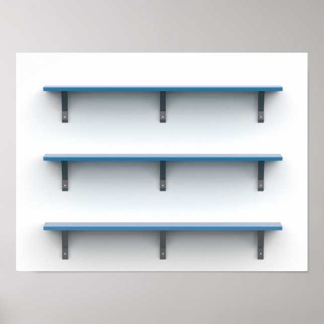 Three wooden shelves on the wall poster (Front)
