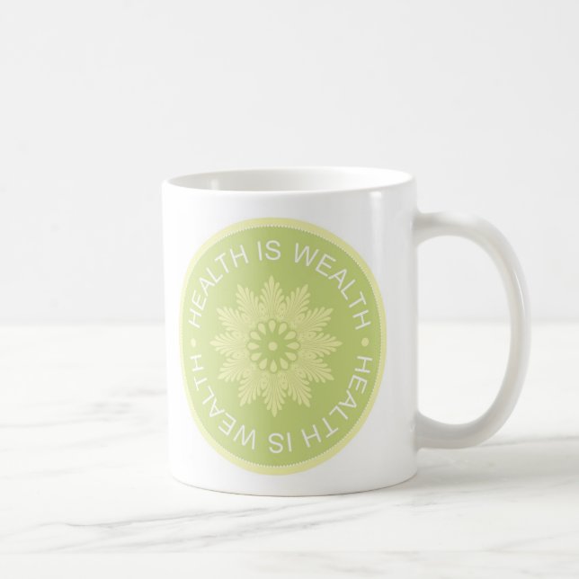 Three Word Quotes ~Health Is Wealth~ Coffee Mug (Right)